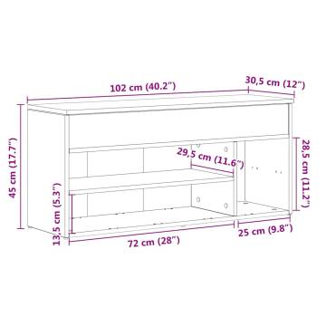 Shoe Bench White 102x30.5x45 cm - Stylish Storage Solution