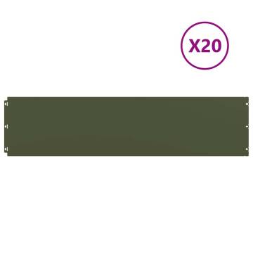 Olive Green Lawn Edgings - 20 pcs, Cold-Rolled Steel 25x103 cm