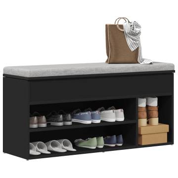 Shoe Bench Black - Stylish Storage in Engineered Wood