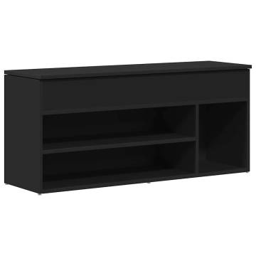 Shoe Bench Black - Stylish Storage in Engineered Wood