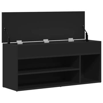 Shoe Bench Black - Stylish Storage in Engineered Wood