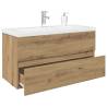  Sink Cabinet with Built-in Basin and Faucet Artisan Oak Colour artisan oak Size 90 x 38.5 x 45 cm Quantity in Package 1 Model with faucet & drain 