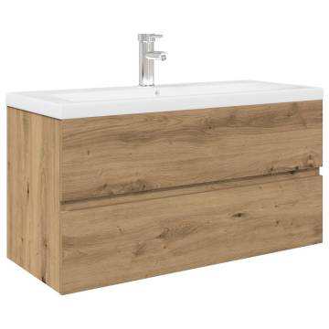 Stylish Sink Cabinet with Built-in Basin & Faucet | Artisan Oak