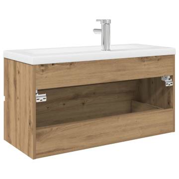 Stylish Sink Cabinet with Built-in Basin & Faucet | Artisan Oak