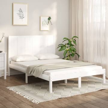 White Solid Wood Pine Bed Frame 140x200 cm - Hipomarket