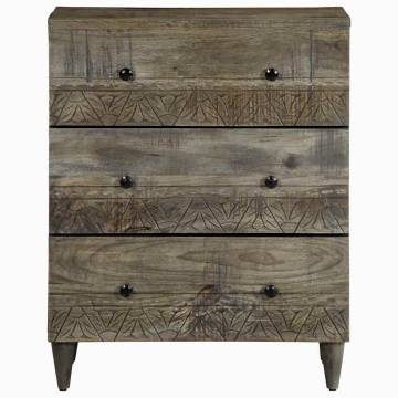 Elegant Light Grey Sideboard - 60x33.5x75 cm Solid Mango Wood