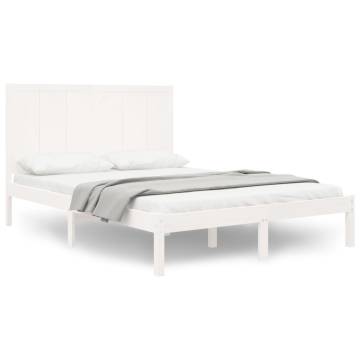 White Solid Wood Pine Bed Frame 140x200 cm - Hipomarket