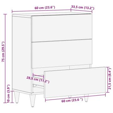 Elegant Light Grey Sideboard - 60x33.5x75 cm Solid Mango Wood