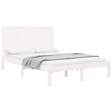 White Solid Wood Pine Bed Frame 140x200 cm - Hipomarket