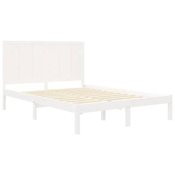 White Solid Wood Pine Bed Frame 140x200 cm - Hipomarket