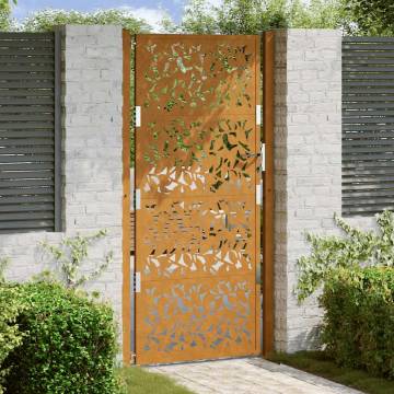 Elegant Garden Gate 105x205 cm | Weathering Steel Leaf Design