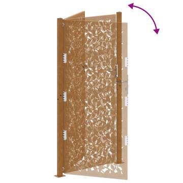 Elegant Garden Gate 105x205 cm | Weathering Steel Leaf Design