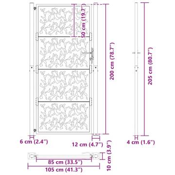 Elegant Garden Gate 105x205 cm | Weathering Steel Leaf Design