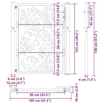 Elegant Weathering Steel Garden Gate 105x130 cm - Hipomarket