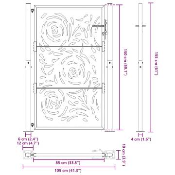 Garden Gate 105x155 cm Weathering Steel Flame Design