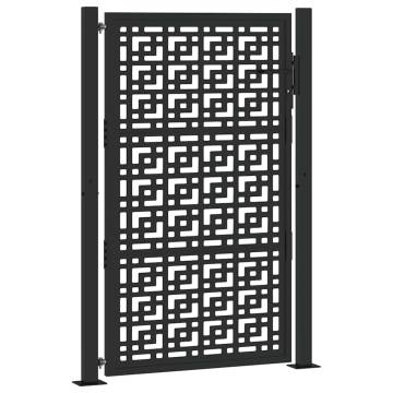 Garden Gate Black 105x155 cm Steel Cross Design | HipoMarket