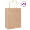  Paper Bags 50 pcs with Handles Brown 21x11x28 cm Colour brown Size 22 x 11 x 28 cm Quantity in Package 50 