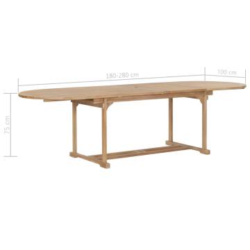 Extending Garden Table - Solid Teak Wood - 180-280x100cm