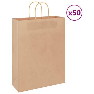 50 Pcs Brown Paper Bags with Handles - Eco-Friendly & Durable