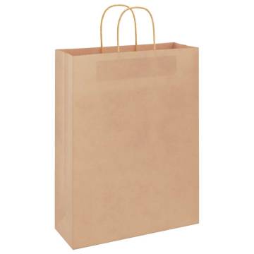 50 Pcs Brown Paper Bags with Handles - Eco-Friendly & Durable