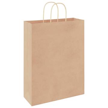 50 Pcs Brown Paper Bags with Handles - Eco-Friendly & Durable