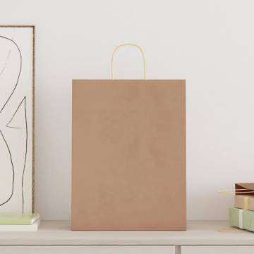 250 Brown Paper Bags with Handles - Eco-Friendly & Durable