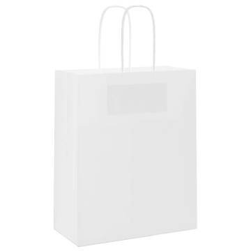 50 White Paper Bags with Handles - Eco-Friendly & Stylish