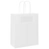 50 White Paper Bags with Handles - Eco-Friendly & Stylish