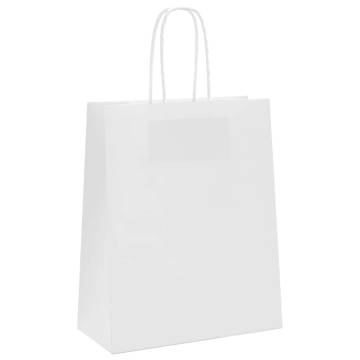 50 White Paper Bags with Handles - Eco-Friendly & Stylish