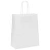 50 White Paper Bags with Handles - Eco-Friendly & Stylish