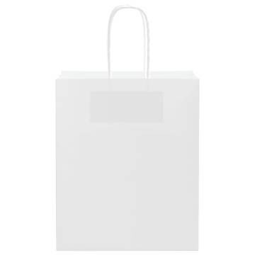 50 White Paper Bags with Handles - Eco-Friendly & Stylish