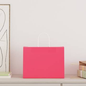 Buy 50 Pink Paper Bags with Handles - Sustainable & Durable