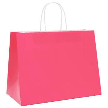 Buy 50 Pink Paper Bags with Handles - Sustainable & Durable