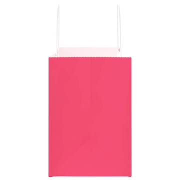 Buy 50 Pink Paper Bags with Handles - Sustainable & Durable