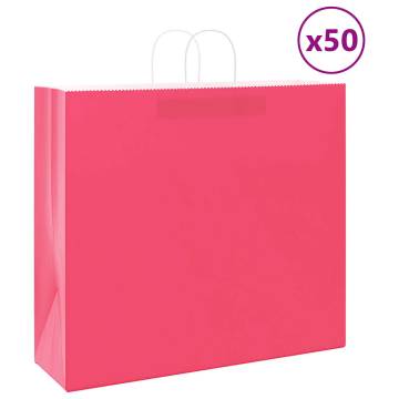 Pink Paper Bags with Handles - 50 pcs | Eco-Friendly Packaging