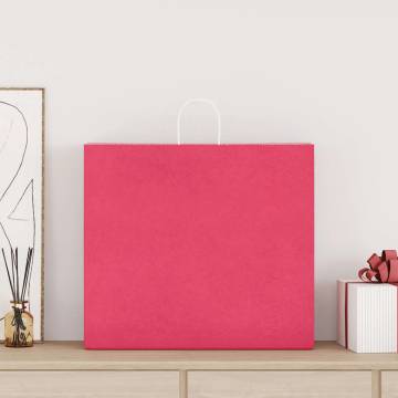 Pink Paper Bags with Handles - 50 pcs | Eco-Friendly Packaging