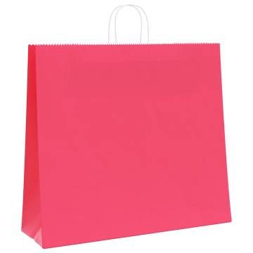 Pink Paper Bags with Handles - 50 pcs | Eco-Friendly Packaging