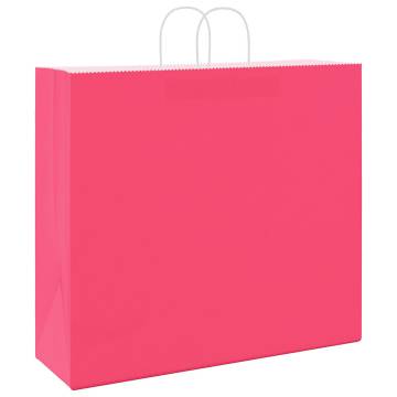 Pink Paper Bags with Handles - 50 pcs | Eco-Friendly Packaging