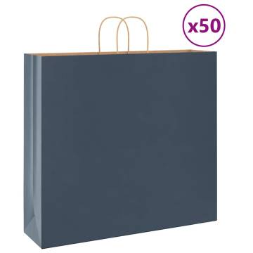 Blue Paper Bags with Handles - 50 pcs | Sustainable Packaging