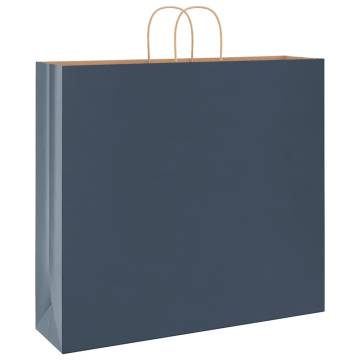 Blue Paper Bags with Handles - 50 pcs | Sustainable Packaging