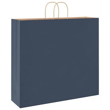 Blue Paper Bags with Handles - 50 pcs | Sustainable Packaging