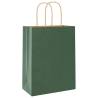 Eco-Friendly Green Paper Bags with Handles | 50 pcs 21x11x28 cm