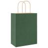 Eco-Friendly Green Paper Bags with Handles | 50 pcs 21x11x28 cm