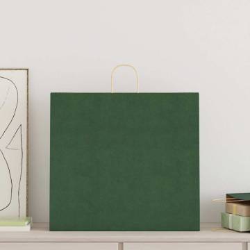 Paper Bags with Handles - 50 Pcs Green | HipoMarket