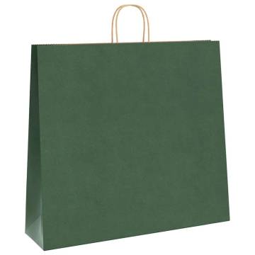 Paper Bags with Handles - 50 Pcs Green | HipoMarket