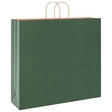 Paper Bags with Handles - 50 Pcs Green | HipoMarket