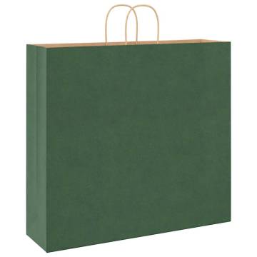 Paper Bags with Handles - 50 Pcs Green | HipoMarket