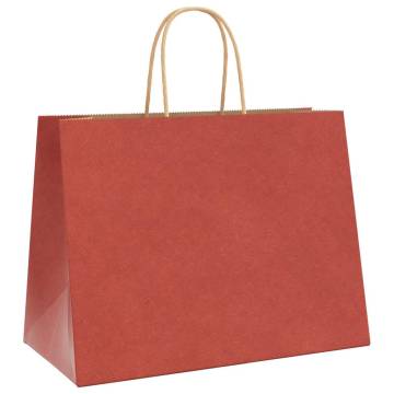 Durable Red Paper Bags with Handles - 50 pcs | HipoMarket