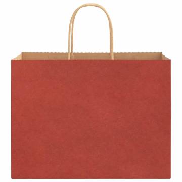 Durable Red Paper Bags with Handles - 50 pcs | HipoMarket