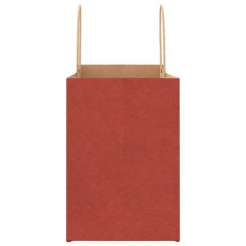 Durable Red Paper Bags with Handles - 50 pcs | HipoMarket